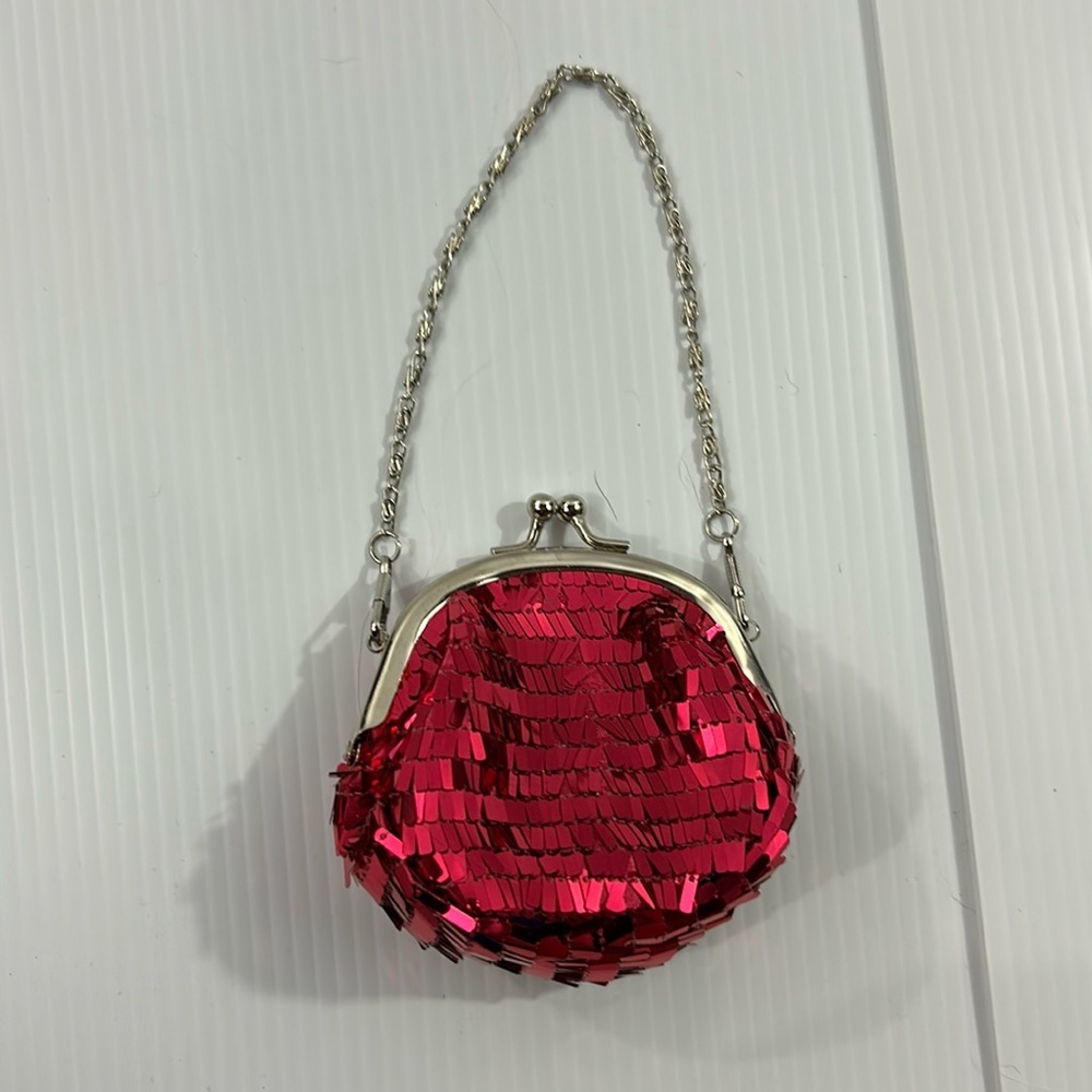 58. Girls Cute Fuchsia Sequin Mini Coin Purse